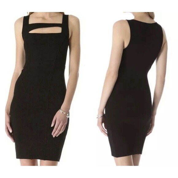 Helmut Lang Black Sleeveless Dress Sz M Stretch Knit Rib Body Con Minimalist - Picture 1 of 8